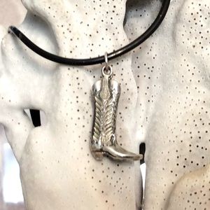 Gorgeous Sterling Silver Cowboy Cowgirl Boot Pendant